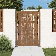Bramy garażowe - vidaXL Furtka ogrodowa, 105x155 cm, stal kortenowska, motyw bambusa - miniaturka - grafika 1