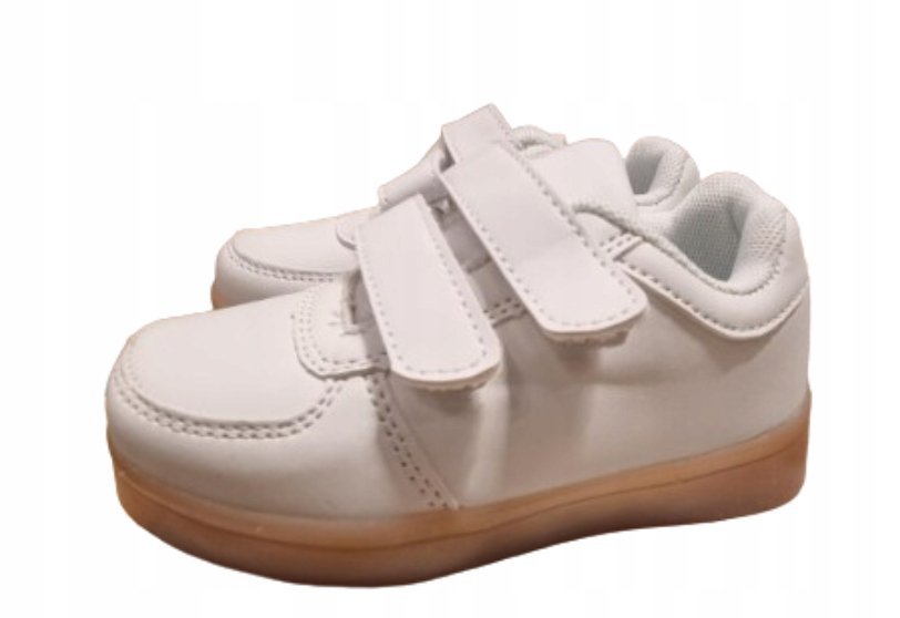 BUTY DZIECIĘCE ŚWIECĄCE BIAŁE Z RZEPAMI GŁADKIE 25 1Ż7M