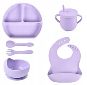 Miseczki i talerzyki dla dzieci - PIERWSZE NACZYNIA ZESTAW DO KARMIENIA DLA DZIECI SILIKONOWE NACZYNIA - miniaturka - grafika 1
