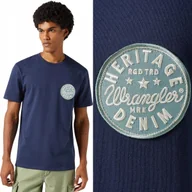 Koszulki męskie - Wrangler GRAPHIC TEE Navy GRANATOWA BAWEŁNIANA KOSZULKA T-SHIRT LOGO S - miniaturka - grafika 1