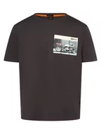 Koszulki męskie - BOSS Orange - T-shirt męski  TeeMotor, szary - miniaturka - grafika 1