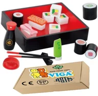Zabawki sensoryczne - Drewniane SUSHI Zabawki Edukacyjne Jedzenie do zabawy w Kuchni Montessori Viga 18m+ - miniaturka - grafika 1
