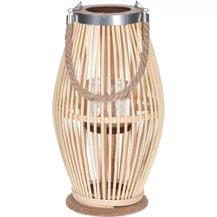 Lampion bambusowy ze sznurem 21 x 38 cm beżowy 435000400 - Dekoracje domu - miniaturka - grafika 1