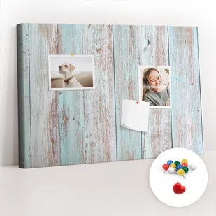 Szkolna Tablica korkowa 60x40 cm, Kolorowe Pinezki, wzór Pastelowe drewno - Tablice i flipcharty - miniaturka - grafika 1