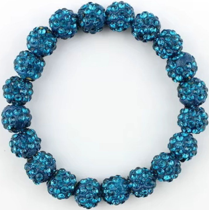 Niebieska Bransoletka z Koralików Shamballa Elastyczna Ręcznie Robiona