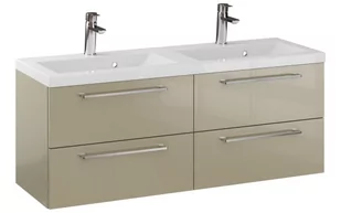 Szafka Wisząca Z Umywalką RON 120 cm DUO - Cappuccino Wysoki Połysk - Uchwyty Chromowane - Szafki łazienkowe - miniaturka - grafika 1