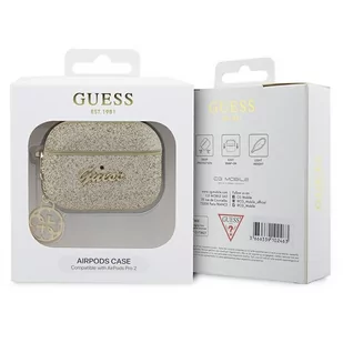 Guess GUAP2GLGSHD AirPods Pro 2 cover złoty/gold Glitter Flake 4G Charm - Akcesoria do słuchawek - miniaturka - grafika 4