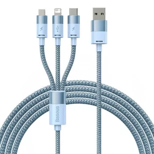 Kabel USB 3w1 Baseus StarSpeed, USB-C + micro USB + Lightning, 3,5A, 1.2m (niebieski) - Kable USB - miniaturka - grafika 1