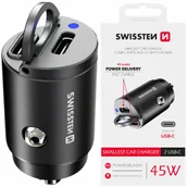 Ładowarki samochodowe - SWISSTEN Ładowarka samochodowa 2xUSB-C 45W - miniaturka - grafika 1