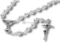 Różańce - Różaniec biały perłowy Komunia Święta IHS, 6mm - miniaturka - grafika 1