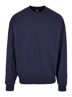 Swetry męskie - Urban Classics Męska bluza Heavy Terry Garment Dye Crew, sweter oversize dla mężczyzn, dostępny w wielu kolorach, rozmiary S - 5XL, ciemnoniebieski, L - grafika 1
