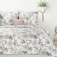 Pościel - Design 91 Pościel z mikrowłókna 220x200 Lea 04 kwiaty różowa pudrowa szara D91 - miniaturka - grafika 1