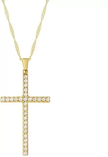 Naszyjnik z krzyżykiem z cyrkoniami srebrny pozłacany - Naszyjniki Naszyjnik z krzyżykiem z cyrkoniami srebrny pozłacany - Naszyjniki - miniaturka - grafika 1
