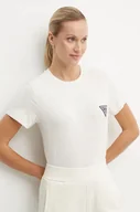Koszulki sportowe damskie - Guess t-shirt ANN damski kolor beżowy V4BI19 J1314 - miniaturka - grafika 1