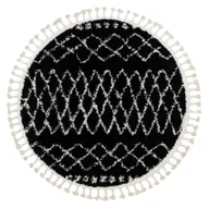 Dywany - Dywan BERBER ETHNIC G3802 koło / biały Frędzle berberyjski marokański shaggy czarny koło 160 cm - miniaturka - grafika 1