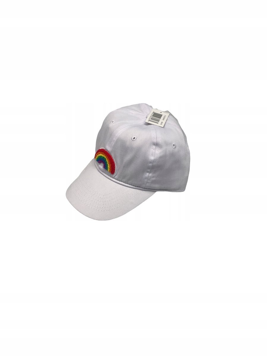 Biała damska czapka z daszkiem tęcza daszek
