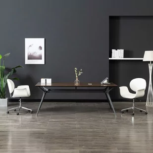 vidaXL Obrotowe krzesło stołowe, białe, obite sztuczną skórą - Krzesła - miniaturka - grafika 1