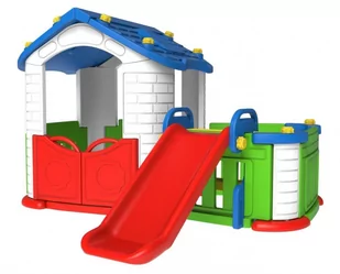 Domek Zjeżdżalnia 3w1 Niebieski Dach - Place zabaw - miniaturka - grafika 1