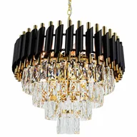 Lampy sufitowe - Żyrandol kryształowy glamour Toledo 6260/6 TR BL pałacowy czarny złoty - miniaturka - grafika 1