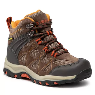 Buty dla chłopców - Trekkingi HI-TEC - Kaori Mid Wp Jr AVSAW18-HT-01-Q4 Brown/Dark Brown/Orange - grafika 1