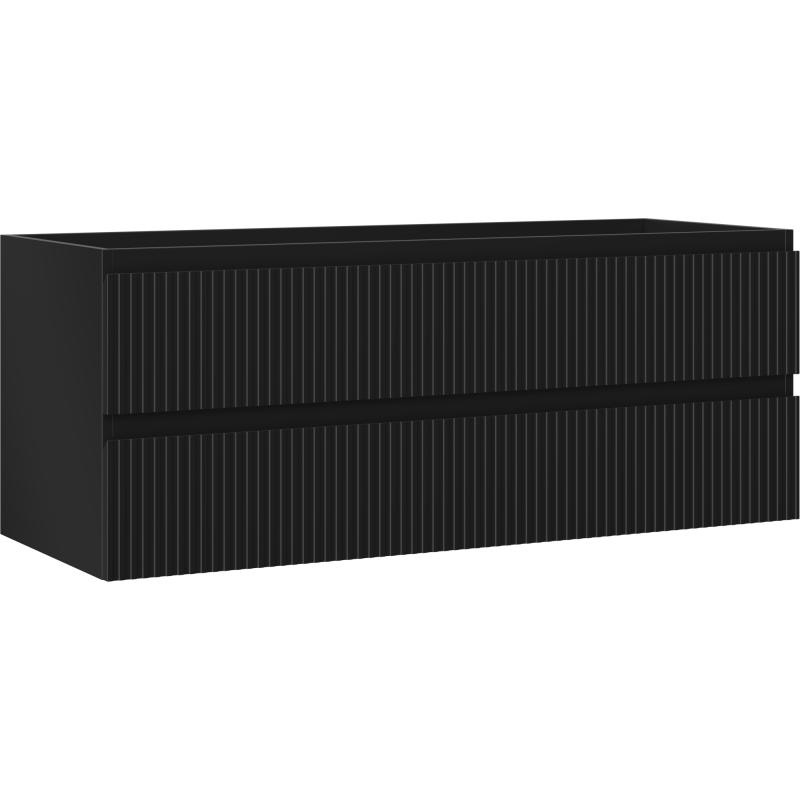 Mexen Rivel szafka łazienkowa podumywalkowa 120 cm, 2 szuflady, ryflowana , czarna mat - 91A20-12047-2-BFF71