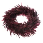 Ozdoby bożonarodzeniowe - Wianek z puchatych piór, średnica 30 cm, winowy - miniaturka - grafika 1