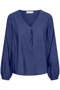 Bluzy damskie - Cream Damska bluza Balloon Sleeves V-Neck, Sodalit Blue, 44 - grafika 1