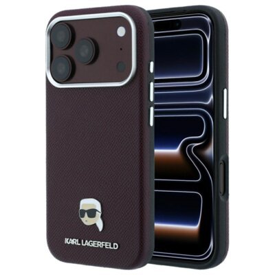 Etui KARL LAGERFELD Grained Karl Head MagSafe do Apple iPhone 17 Pro Max/18 Pro Max Burgundowy