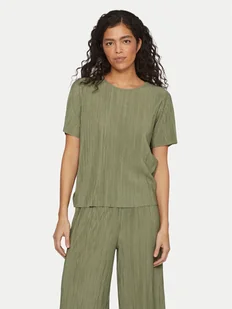 Vila T-Shirt Plisa 14089481 Zielony Regular Fit - Koszulki i topy damskie - miniaturka - grafika 1