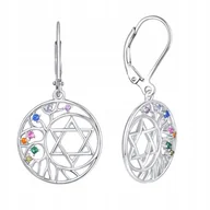 Biżuteria dla dzieci - Kolczyki Srebro próby 925 Okrągłe Motyw Drzewo Życia i Gwiazda Dawida - miniaturka - grafika 1