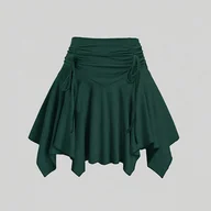 Spódnice - TEMU Letnia Damska Prosta Casual Plisowana Spódnica-Spodenki z Nieregularnym Dołem, Wysoki Stan, Jednokolorowa Słodka, Idealna na Randki, Imprezy, - miniaturka - grafika 1