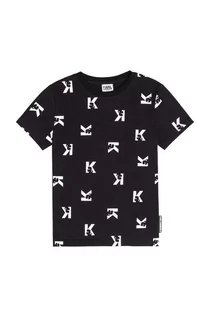 Koszulki dla dziewczynek - KARL LAGERFELD T-shirt bawełniany dziecięcy kolor czarny wzorzysty - grafika 1