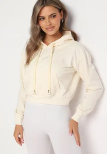 Jasnobeżowa Bluza z Dodatkiem Bawełny z Kapturem Wykończona Ściągaczami Evista - Bluzy damskie - miniaturka - grafika 1
