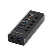 Huby USB - ROLINE 14.02.5058 huby i koncentratory USB 3.2 Gen 1 (3.1 Gen 1) Type-B 5120 Mbit/s Czarny 14.02.5058 - miniaturka - grafika 1