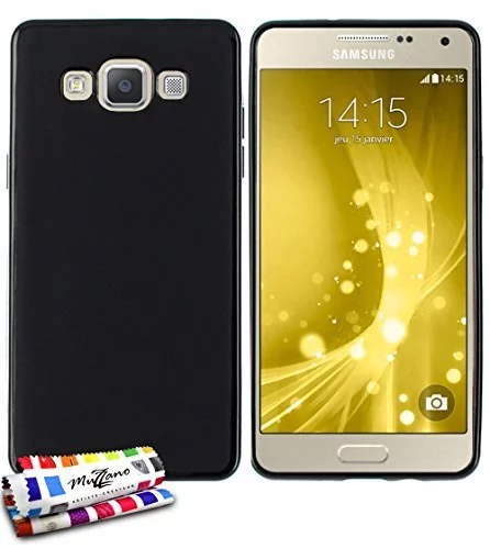 Samsung Ultrapłaski Lache [LE Glossy Hybrid] [czarne] miękka etui ochronne Galaxy A5 marki muzzano + PDA Case i ściereczka z mikrofazy muzzano gratis Das ultimative, eleganckie i trwałe etui o