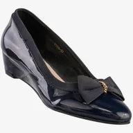 Czółenka - Czółenka Damskie Buty Na Koturnie Skórzana Wkładka Granatowe Sergio Leone 1151 37 Granatowy - miniaturka - grafika 1