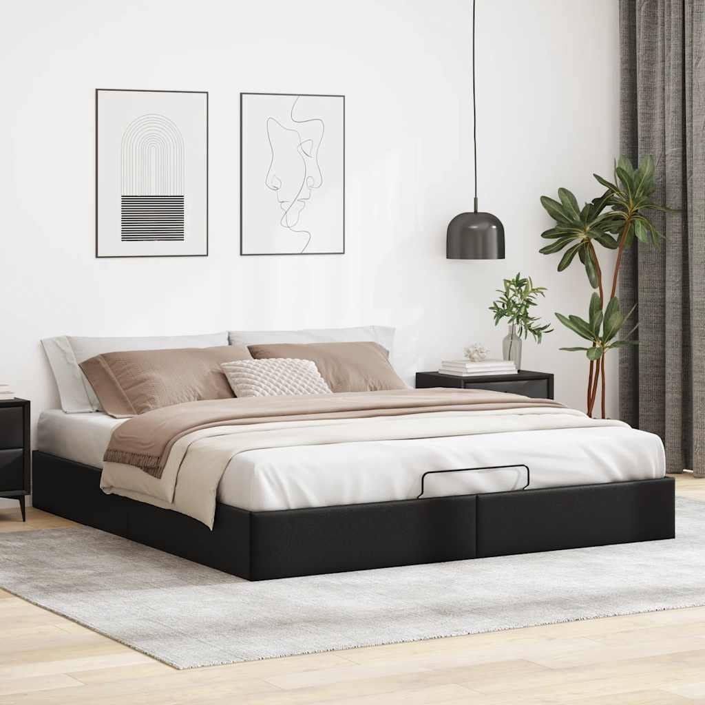 vidaXL vidaXL Rama łóżka otomana bez materaca, czarna, 180x200 cm, ekoskóra