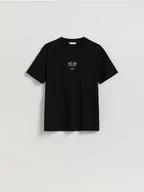 Koszulki męskie - Reserved - T-shirt regular z haftem - czarny - miniaturka - grafika 1