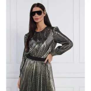 Karl Lagerfeld Bluzka Lurex Monogram | Regular Fit - Bluzki damskie - miniaturka - grafika 1
