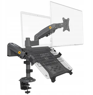 H180-FP Podwójny Ergonomiczny uchwyt biurkowy do laptopa i monitora Regulacja 3D - Uchwyty do monitorów - miniaturka - grafika 1