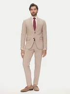Garnitury - Lindbergh Garnitur 30-61040 Beżowy Slim Fit - miniaturka - grafika 1