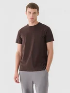 Koszulki sportowe męskie - Męski t-shirt basic 4F 4FWAW24TTSHM1656 - brązowy - miniaturka - grafika 1