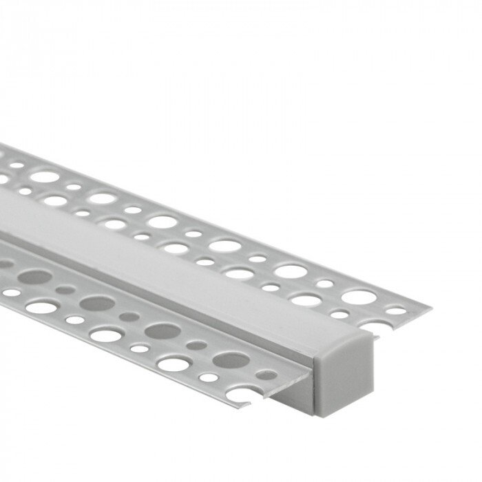 Profil Aluminiowy Podtynkowy do LED Wpuszczany do P³yt KARTON / GIPS 2m z Mlecznym Kloszem i Zaœlepkami Ecolight