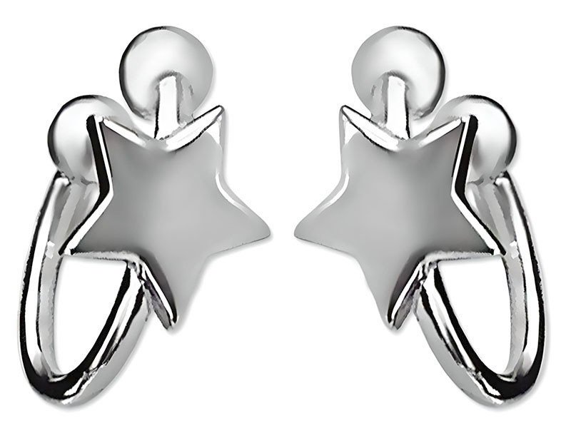 Srebrne kolczyki 925 nausznice kuleczki z gładkimi gwiazdami błyszczące gwiazdy na prezent