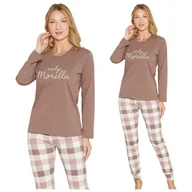 Piżamy damskie - PIŻAMA DAMSKA BAWEŁNIANA MORELLA DŁUGI RĘKAW DŁUGIE SPODNIE KRATKA BAWEŁNA ELEGANCKA KOBIECA WYGODNA XXL - miniaturka - grafika 1