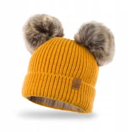 Czapki damskie - NANDY czapka DWA POMPONY gruba POLAR dziecięca - miniaturka - grafika 1