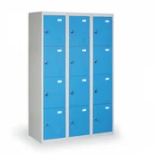 Szafki BHP - B2B Partner Szafka ubraniowa ze schowkami, 12 szafek, szaro-niebieska 3x 400361 - miniaturka - grafika 1