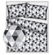 Pościel - Pościel bawełniana 160x200 trójkąty szaro-czarne - miniaturka - grafika 1
