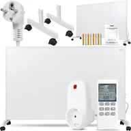 Grzejniki pokojowe - Zestaw Panel grzewczy IR CRONOS Carbon P1000 White + Termostat z pilotem + Nogi - miniaturka - grafika 1