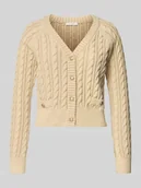 Swetry damskie - Kurtka z dzianiny ze ściegiem warkoczowym model ‘GISELLE’ - miniaturka - grafika 1